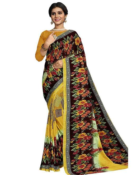 printed woven saree with blouse - 18483834 - Standard Image - 0
