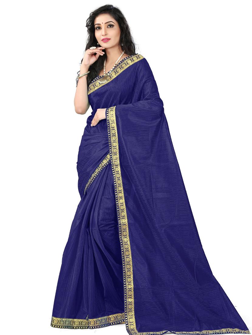 lace detailed solid saree with blouse - 18485791 - Zoom Image - 0