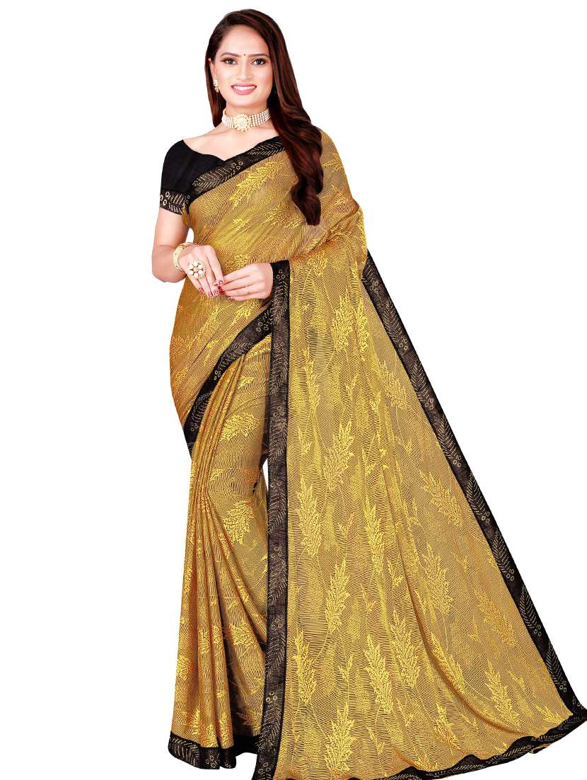 lace detailed self-designed saree with blouse - 18485853 - Zoom Image - 0