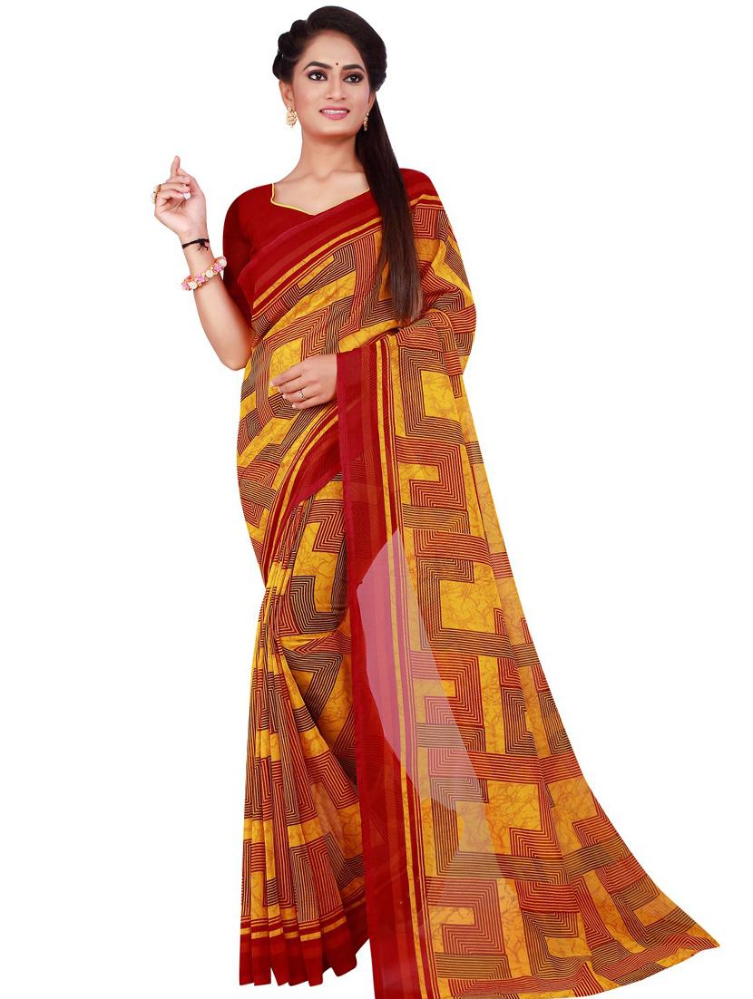 abstract printed saree with blouse - 18486106 - Zoom Image - 0