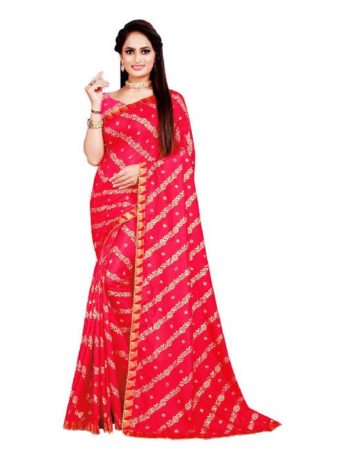 red silk blend printed saree - 18487703 - Standard Image - 0