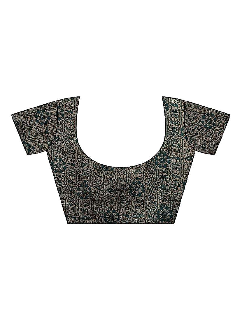 women's printed green colored saree with blouse - 18487737 -  Standard Image - 3