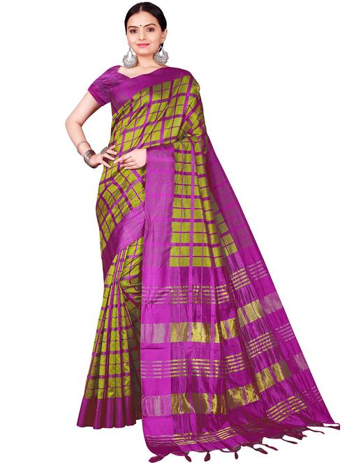 tassel detailed checkered saree with blouse - 18487786 -  Standard Image - 0