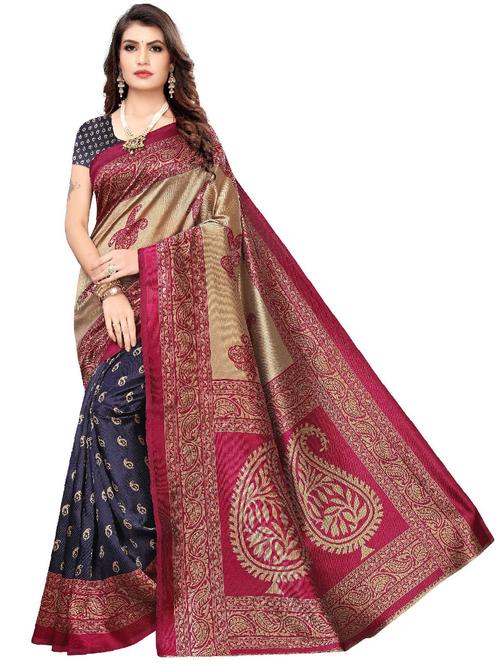 half and half brocade saree with blouse - 18487833 -  Standard Image - 0