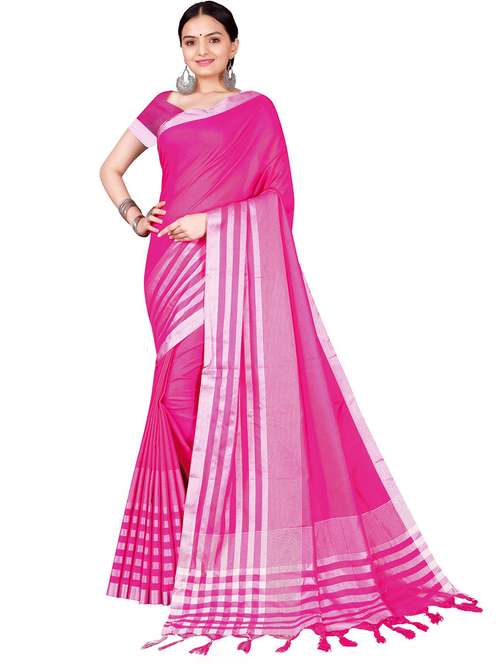 tassel detailed striped saree with blouse - 18487916 - Standard Image - 0