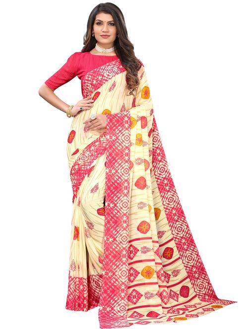 bordered printed saree with blouse - 18488006 -  Standard Image - 0