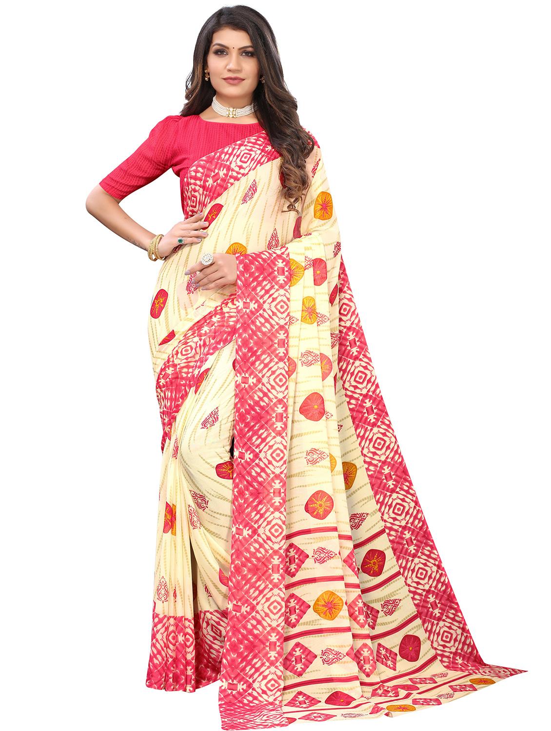 bordered printed saree with blouse - 18488006 -  Zoom Image - 0