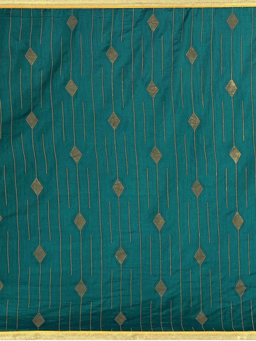 teal printed saree with blouse - 18488007 - Standard Image - 3