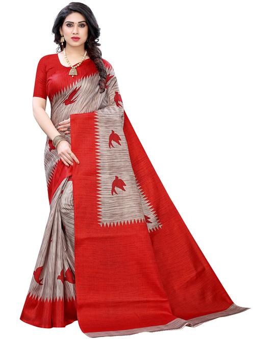 conversational printed saree with blouse - 18488014 -  Standard Image - 0