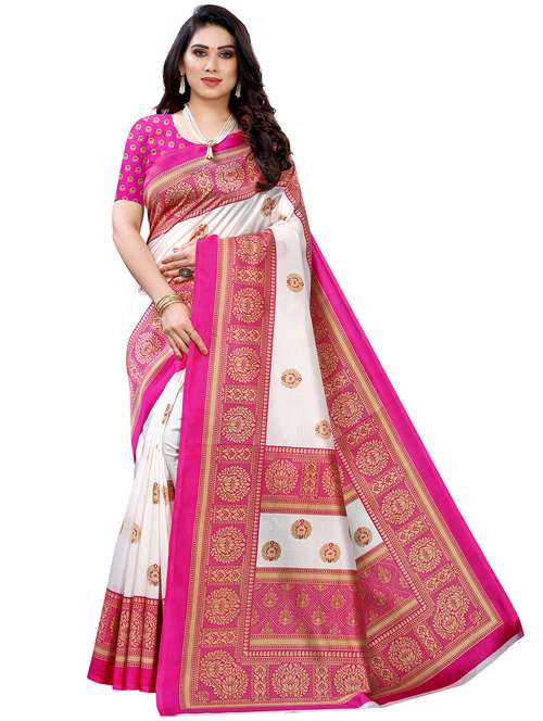women's printed pink colored saree with blouse - 18488023 - Standard Image - 0