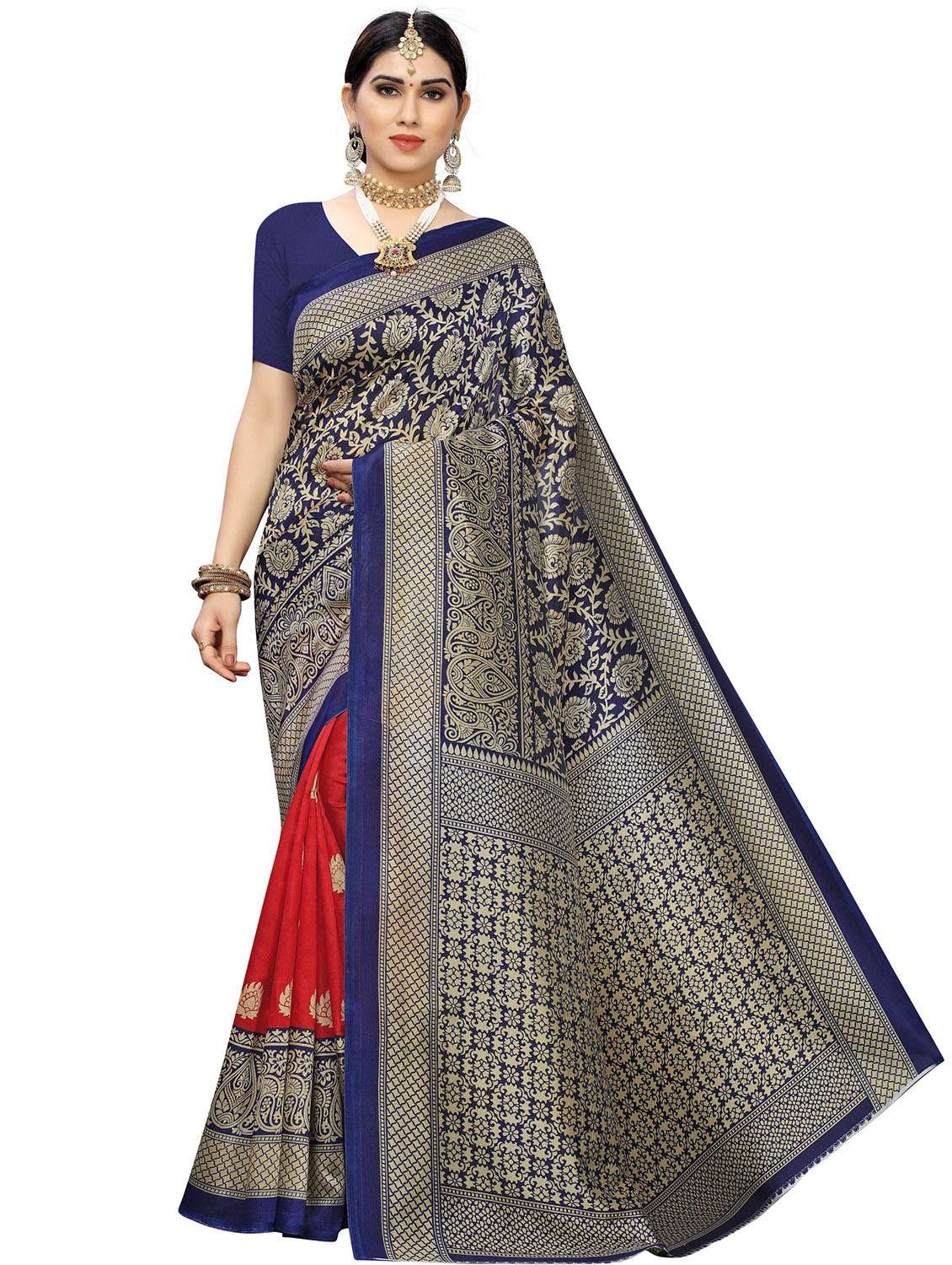 women's printed multi colored saree with blouse - 18488082 - Zoom Image - 0