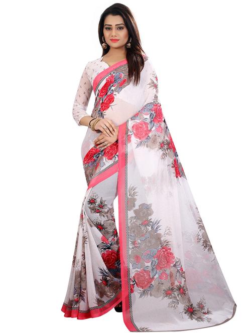 women's floral pink colored saree with blouse - 18488179 -  Standard Image - 0