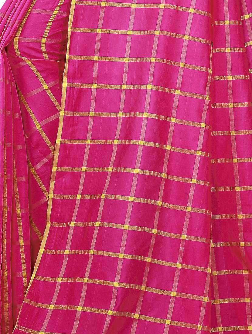 checkered woven saree with blouse - 18488480 -  Standard Image - 3