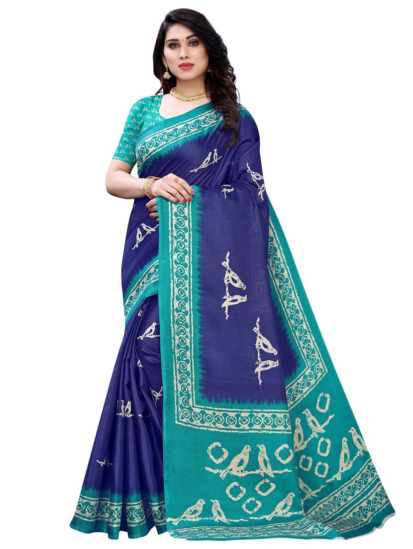 contrast bordered printed saree - 18488502 -  Zoom Image - 0