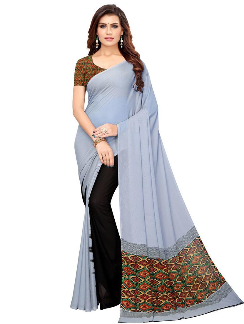 half & half printed saree - 18488827 - Zoom Image - 0