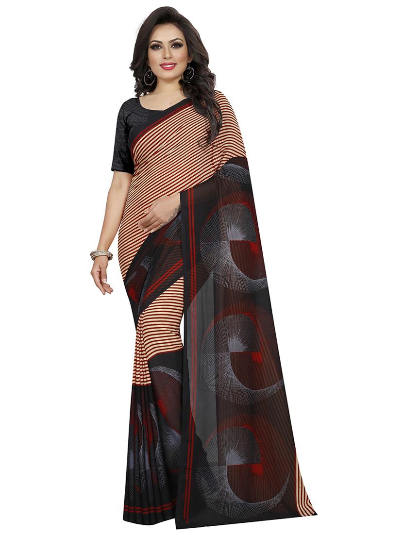 striped printed saree with blouse - 18488894 - Zoom Image - 0