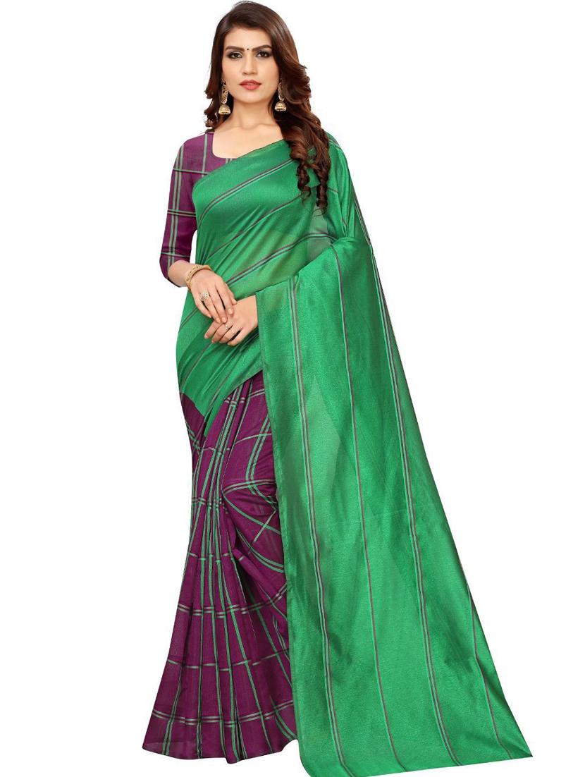 striped woven saree with blouse - 18488906 - Zoom Image - 0