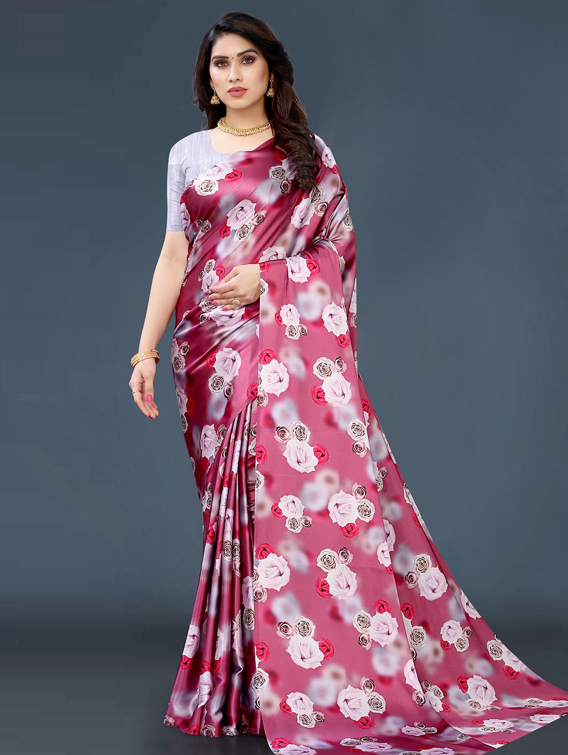 floral printed saree  with blouse - 18489086 -  Zoom Image - 0