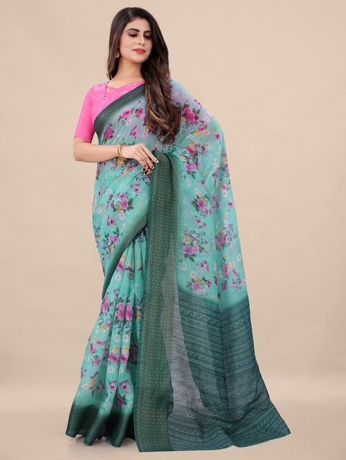 floral printed saree  with blouse - 18489094 -  Standard Image - 0
