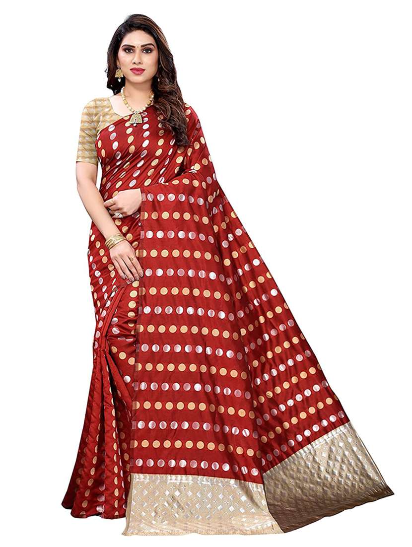 self design woven saree with blouse