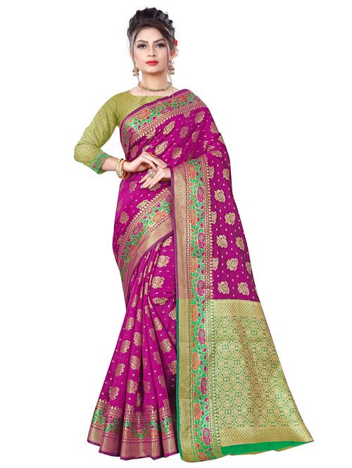 jacquard work banarasi saree with blouse - 18489106 -  Standard Image - 0