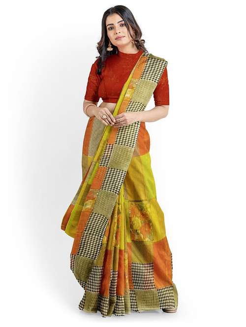 women's printed multi colored saree with blouse - 18492217 - Standard Image - 0