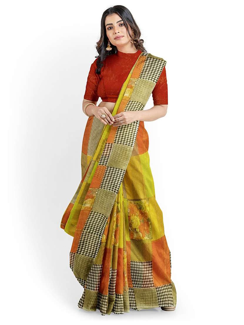 women's printed multi colored saree with blouse - 18492217 - Zoom Image - 0