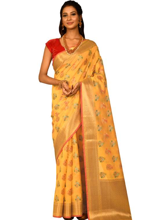 self design banarasi saree with blouse