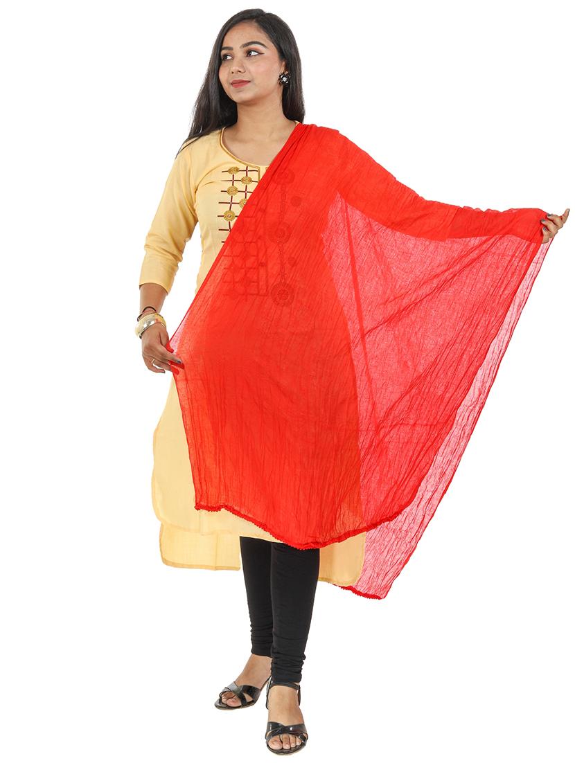 red cotton dupatta - 18498261 - Zoom Image - 0