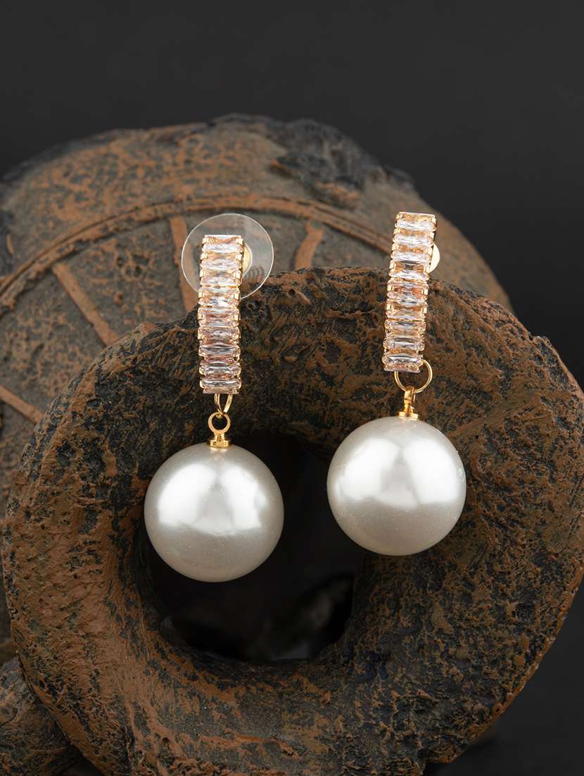 gold plated stones crafted contemporary drop earring