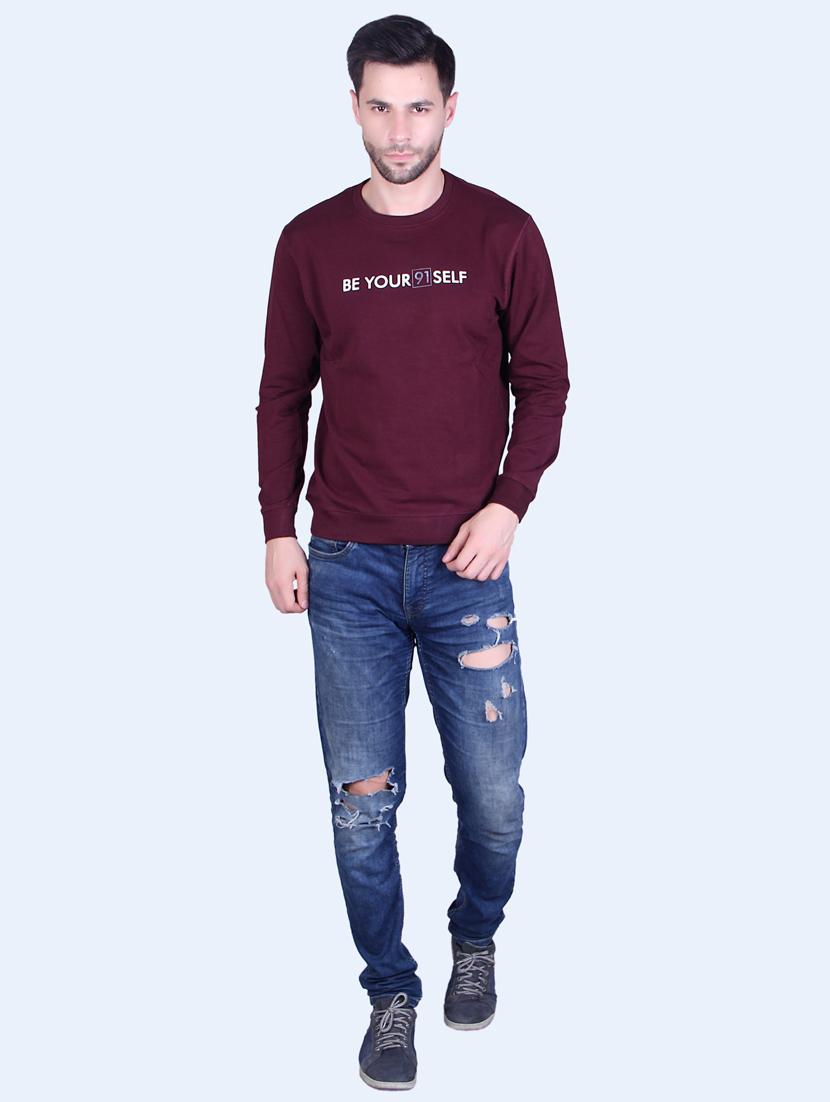 burgundy chest print sweatshirt - 18498475 - Standard Image - 3