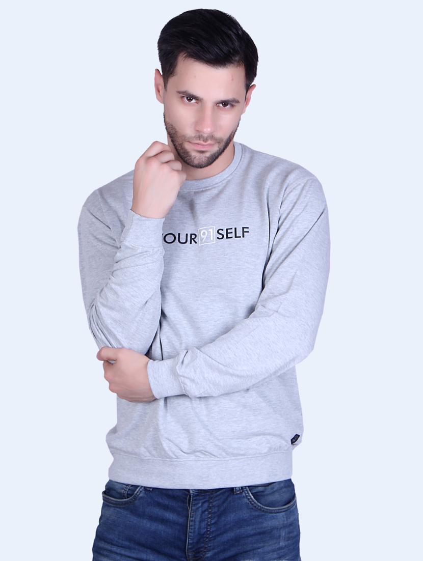 grey chest print sweatshirt - 18498477 -  Zoom Image - 0