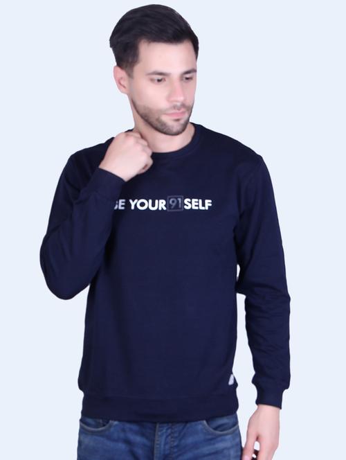 navy blue chest print sweatshirt - 18498478 -  Standard Image - 0