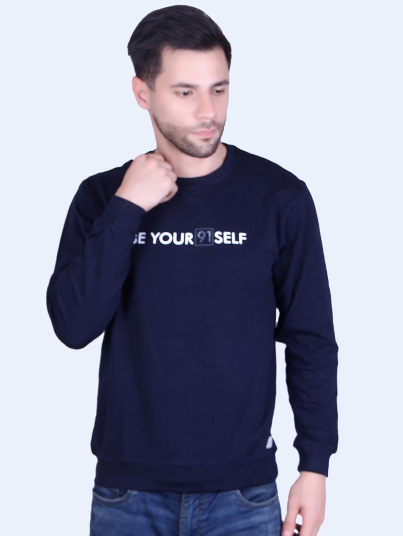 navy blue chest print sweatshirt - 18498478 -  Zoom Image - 0