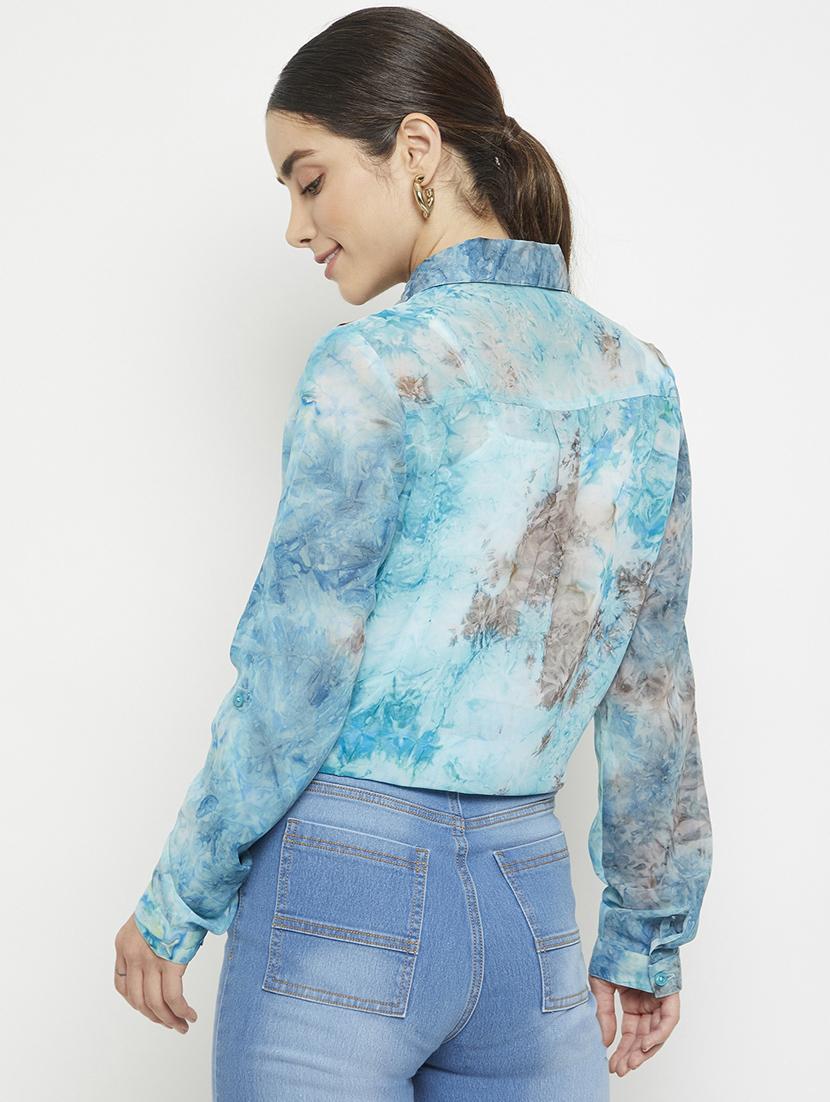 tie front tie & dye shirt - 18499094 - Standard Image - 3