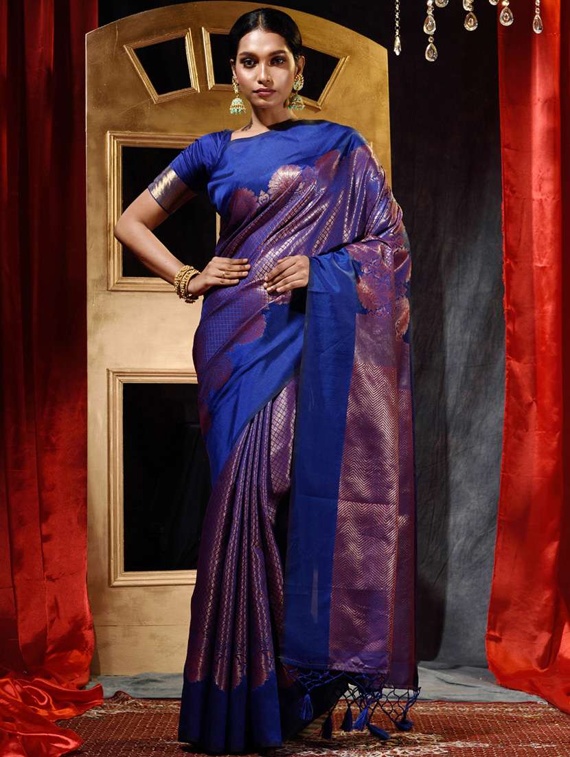 self design woven saree with blouse