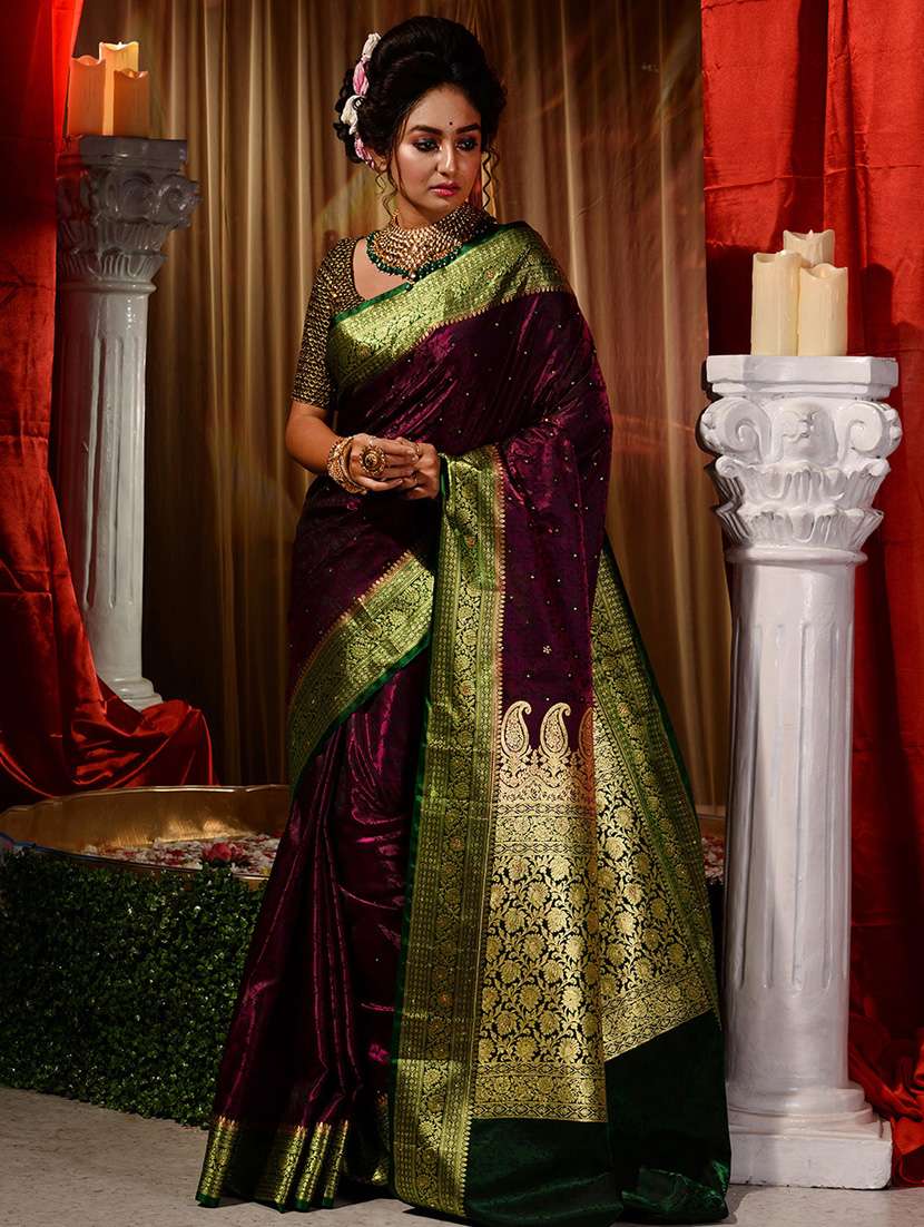 self design woven saree with blouse