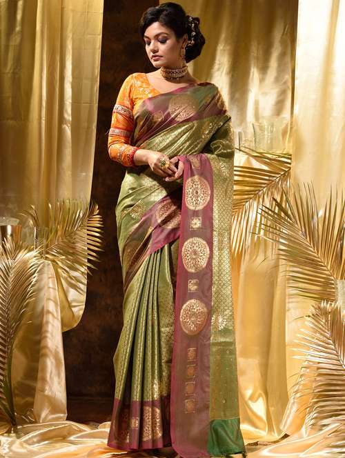 tassels detailed woven saree - 18499274 - Standard Image - 0