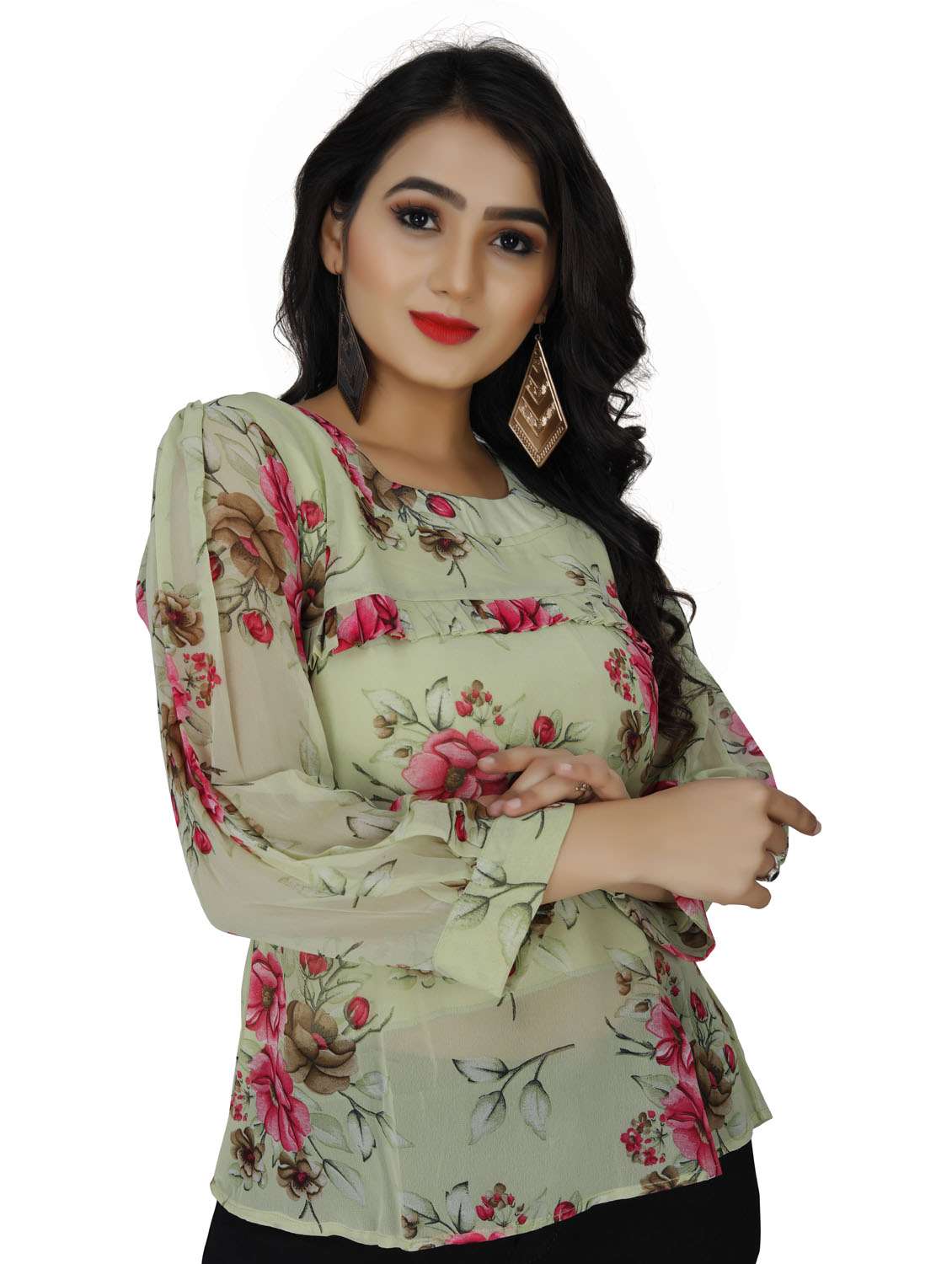 round neck floral top  - 18499545 -  Zoom Image - 0