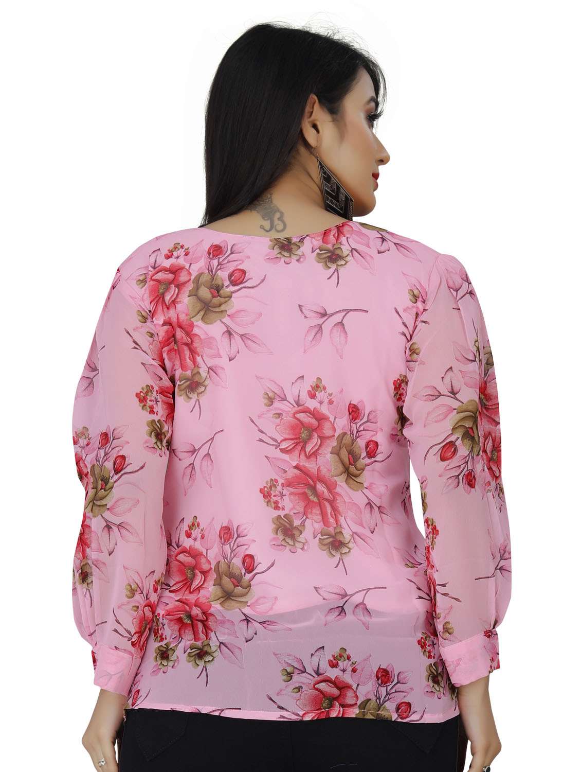 round neck floral top - 18499550 - Standard Image - 3