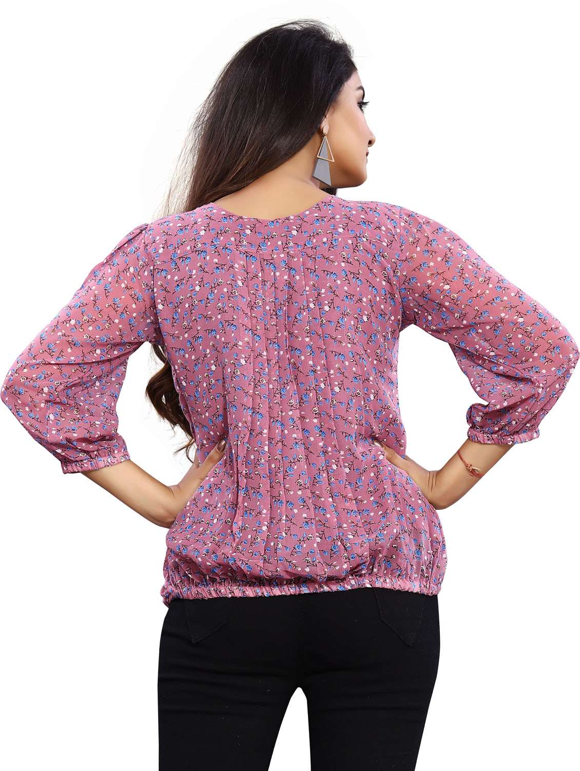 women's blouson round neck top - 18499554 -  Standard Image - 3