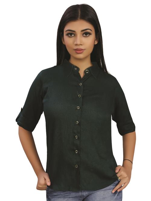 mandarin neck solid regular shirt - 18499573 - Standard Image - 0