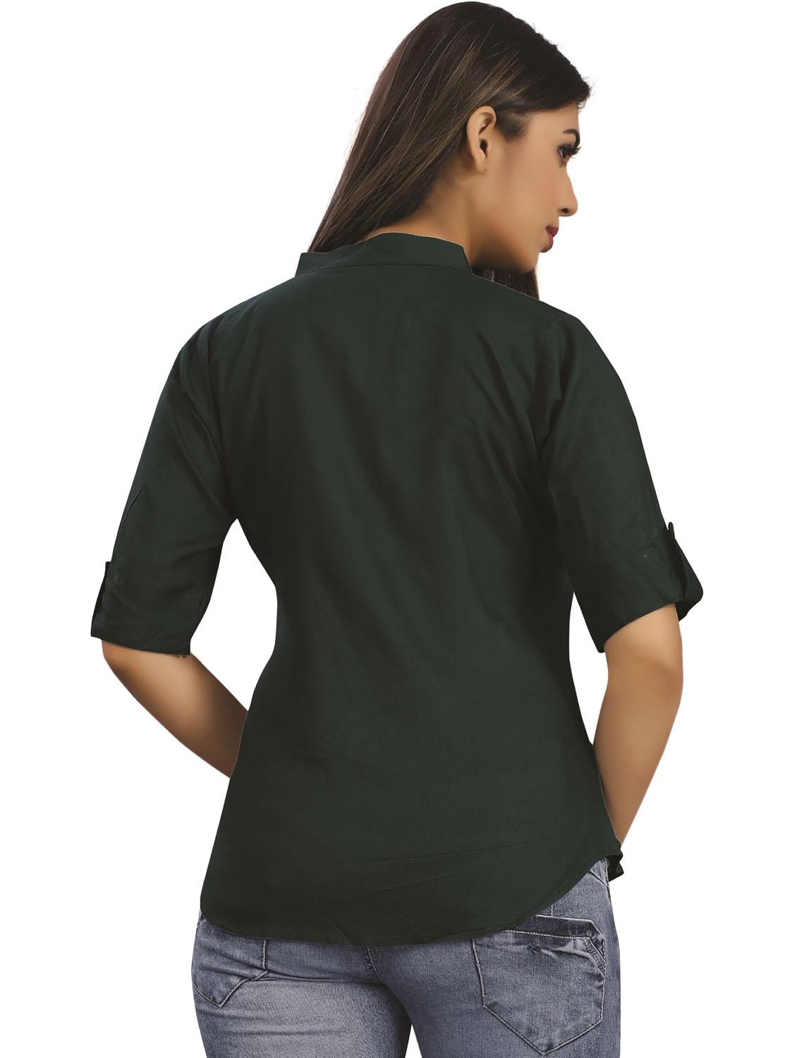 mandarin neck solid regular shirt - 18499573 - Standard Image - 3