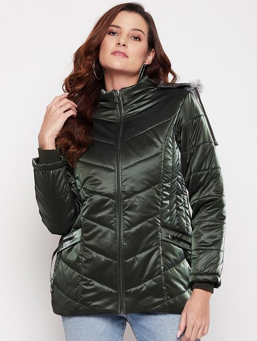 solid green hooded jacket - 18500011 - Standard Image - 0