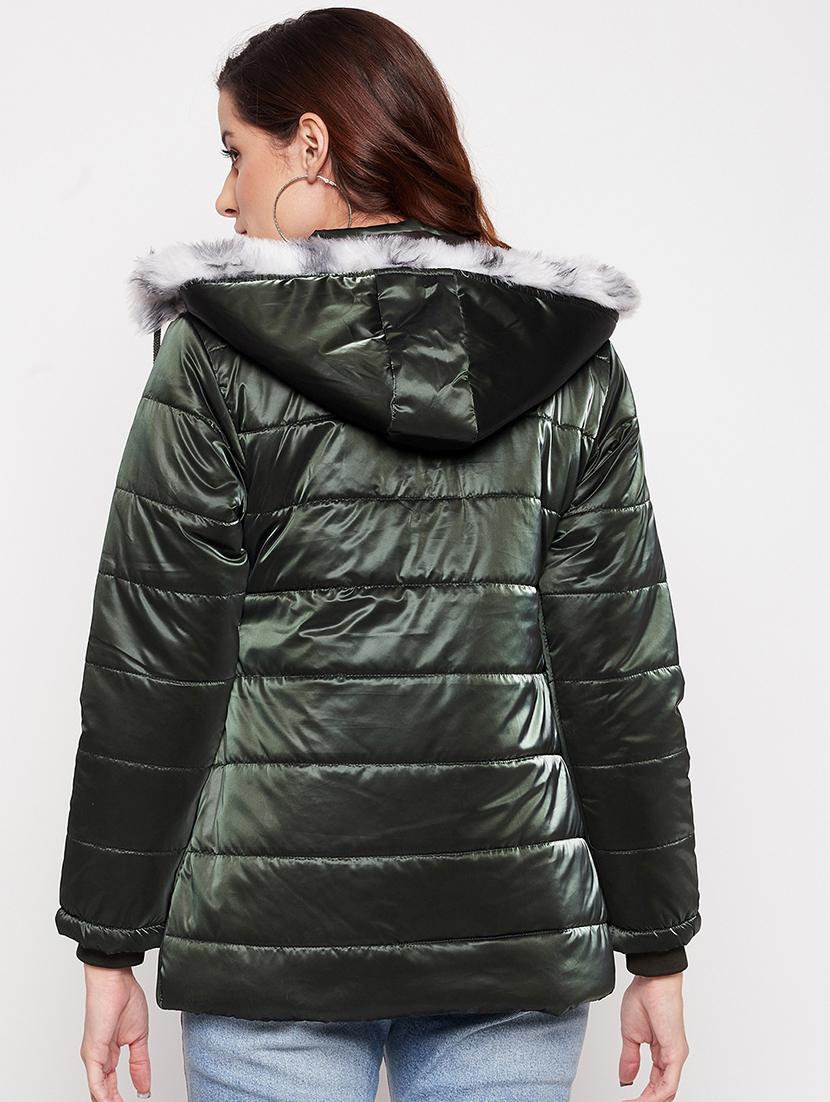 solid green hooded jacket - 18500011 - Standard Image - 3