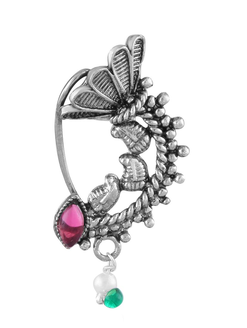 silver brass naath nose pin - 18500096 - Zoom Image - 0
