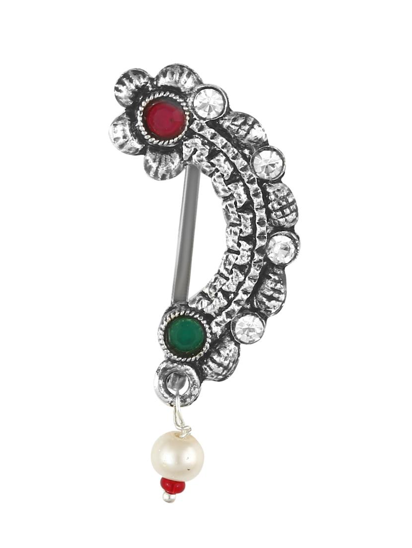 silver brass naath nose pin - 18500105 -  Zoom Image - 0