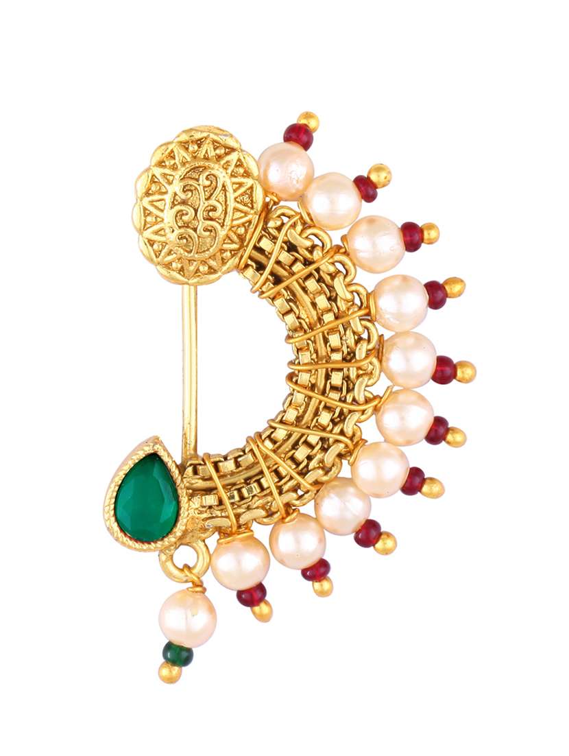 green brass naath nose pin - 18500124 - Zoom Image - 0