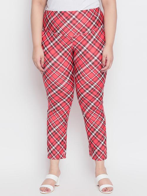 pink checkered plus size trouser - 18500214 -  Standard Image - 0