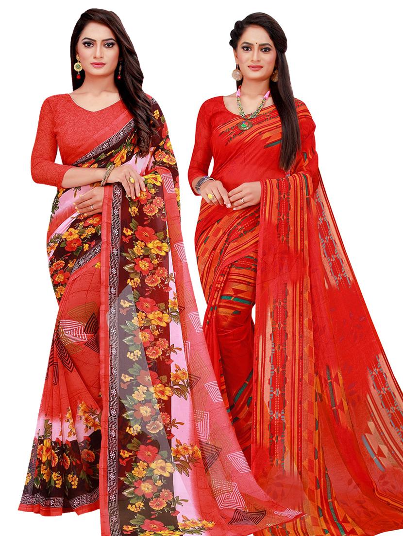 pack of 2 printed sarees - 18500472 - Zoom Image - 0